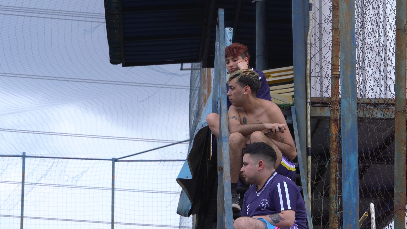 Documentary still — aerial view of the pitch